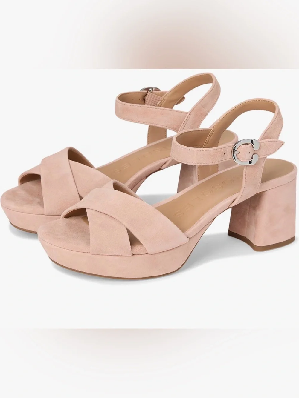 AEROSOLES Women’s Blush Suede Platform Sandals with Ankle Strap